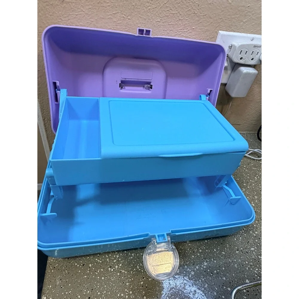 Caboodles On-The-Go Girl Makeup Case Purple Blue Vintage 90s Retro Organizer
